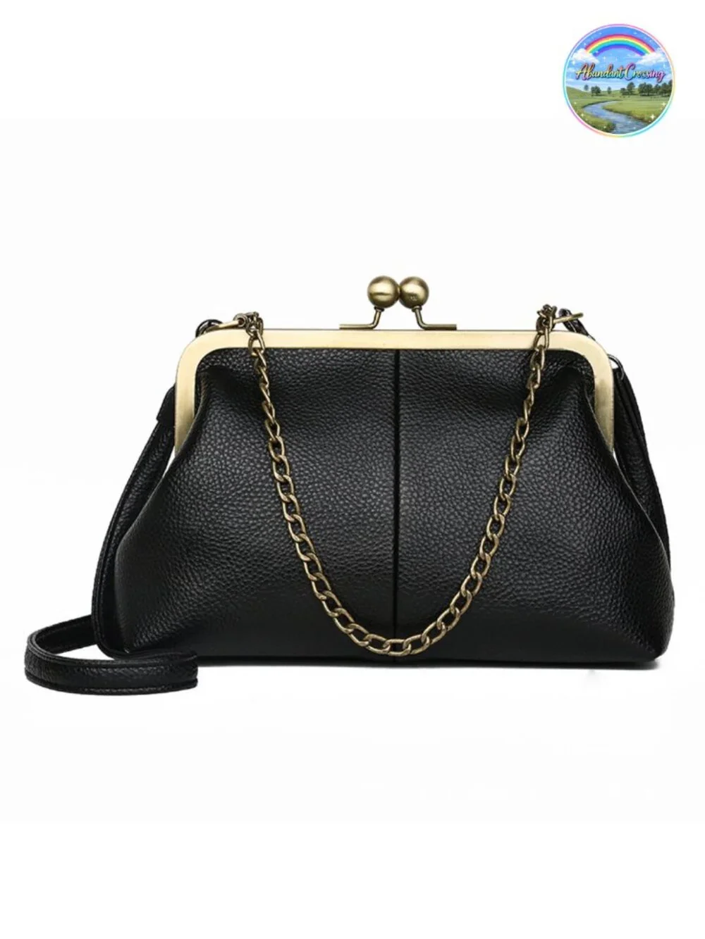 Lanpet Womens Kiss Lock Clutch PU Leather Crossbody Bag with Chain Strap